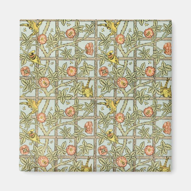 Imán Enrejado de William Morris, Textil de Jardín Vinta (Frente)