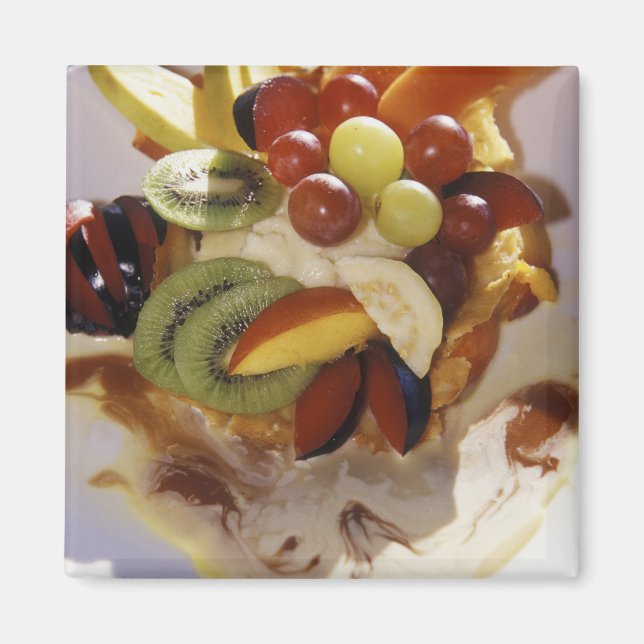 Imán Ensalada de frutas con helado. (Frente)