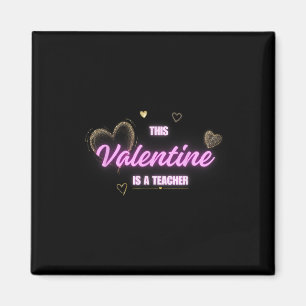 Imán Enseñanza de San Valentín con corazón y rosa
