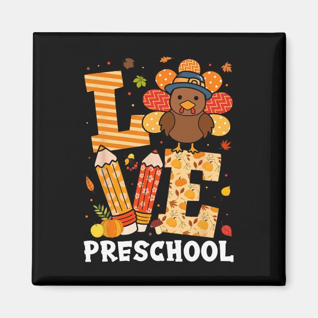 Imán Enseñanza preescolar de amor de Acción de Gracias  (Frente)