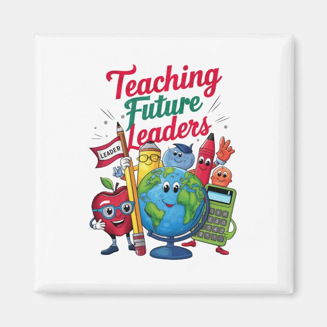 Imán Enseñanza Retro Líderes Futuros Profesor Escuela  (Frente)