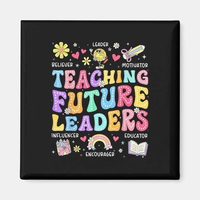 Imán Enseñar Retro Líderes Futuros Profesor Groovy Espa (Frente)
