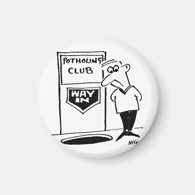 Imán Entrada al Club de Potholing. Chiste de potholing (Frente)