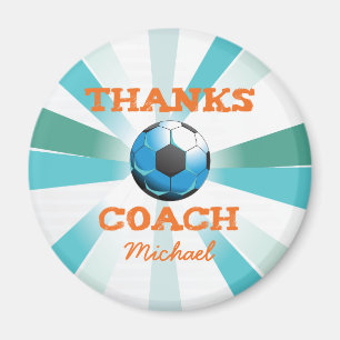 Imán Entrenador de Fútbol Gracias, Naranja sobre Verde