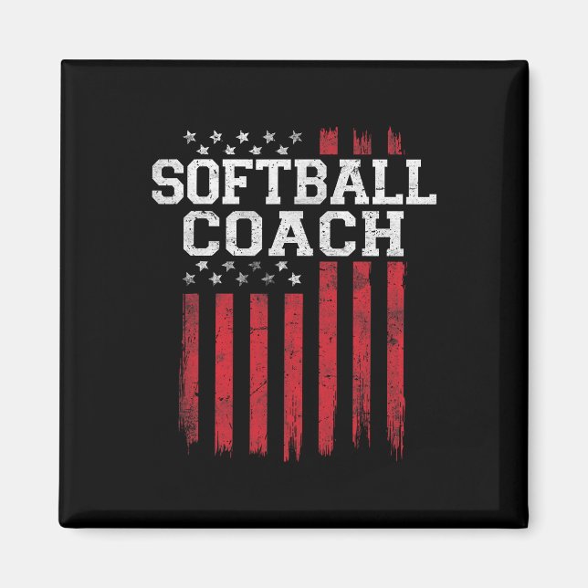 Imán Entrenador De Softbol Orgullosa Bandera Estadounid (Frente)