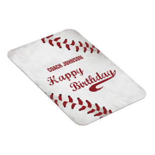 Imán Entrenador Feliz Cumpleaños Grande Grunge Béisbol,