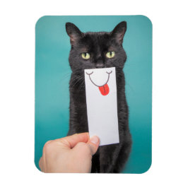 Imán Enviar un gato gracioso sonriente con dibujo de bo