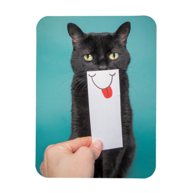Imán Enviar un gato gracioso sonriente con dibujo de bo (Vertical)