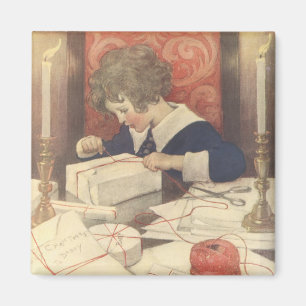 Imán Envolviendo regalos de Navidad, Jessie Willcox Smi