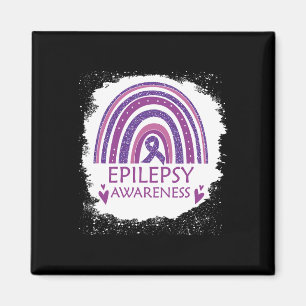Imán Epilepsia Awareness Bleached Rainbow Purple Ribbon