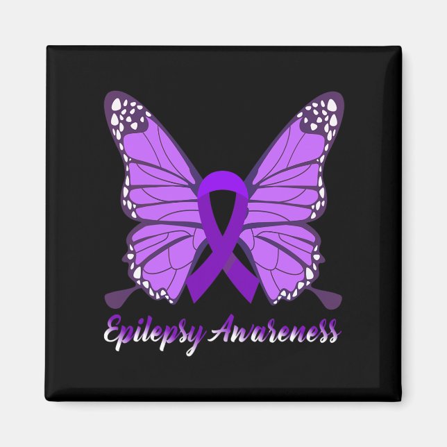 Imán Epilepsia Awareness Butfly Púrpura Cinta Epileps (Frente)