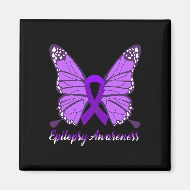 Imán Epilepsia Awareness Butfly Púrpura Cinta Epileps (Frente)