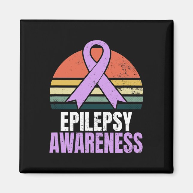 Imán Epilepsia Awareness Design Vintage Retro Sunset Gi (Frente)