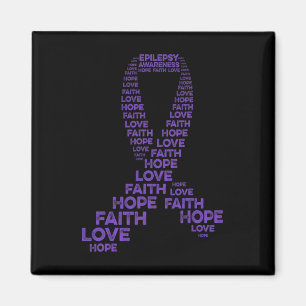 Imán Epilepsia Awareness Hope Faith Love Purple Ribbon