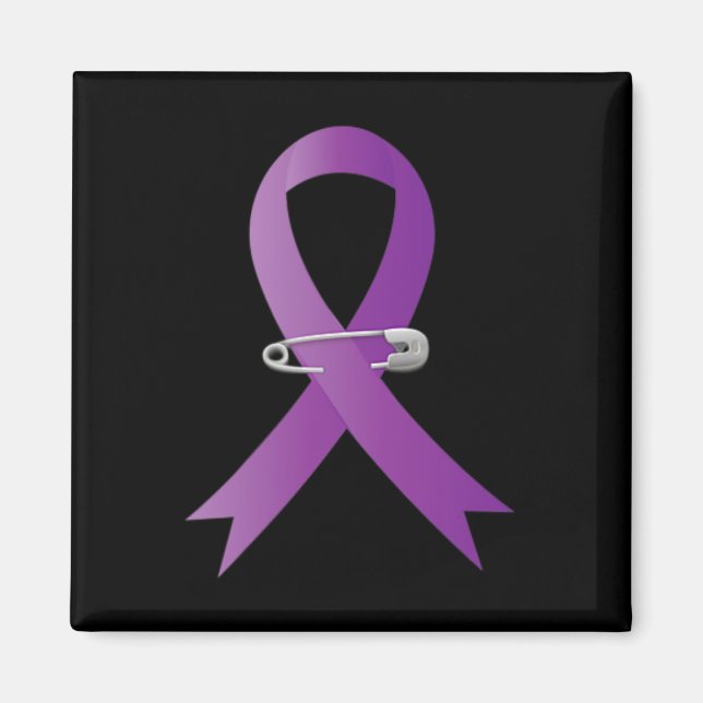 Imán Epilepsia Awareness Purple Ribbon Super Hero (Frente)