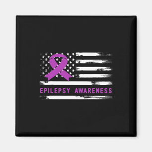 Imán Epilepsia Awarness Bandera Americana Cinta Púrpura