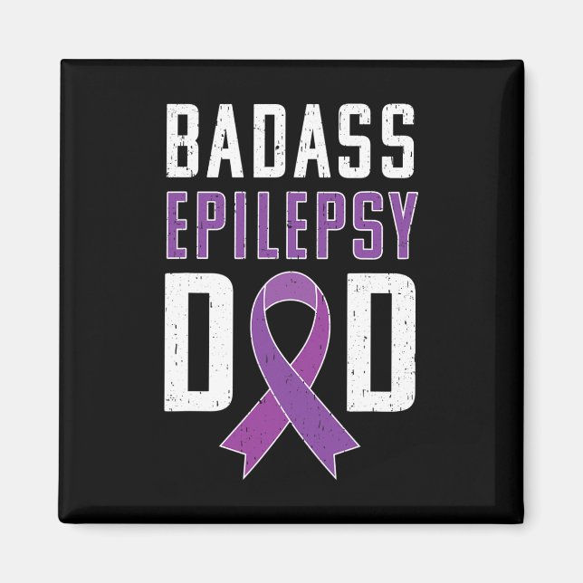 Imán Epilepsia Epilepsy Dad Purple Ribbon (Frente)