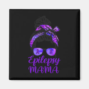 Imán Epilepsy Mama Messy Bun Hair Glasses Bandana Purpl