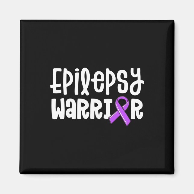 Imán Epilepsy Warrior Kids Purple Ribbon Awareness WWom (Frente)