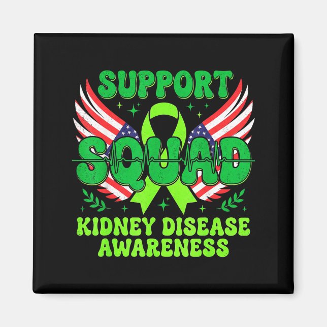 Imán Equipo de Apoyo Cinta Verde Enfermedad Renal (Frente)