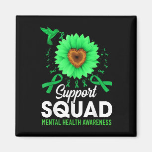 Imán Equipo de Apoyo Sunflower Green Ribbon Salud Menta