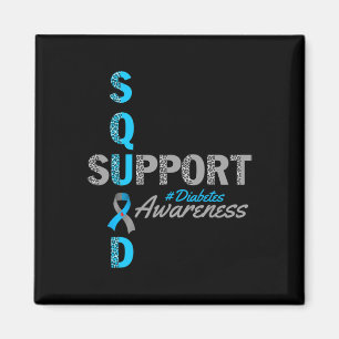 Imán equipo de apoyo t1d t2d diabetes lazo azul gris
