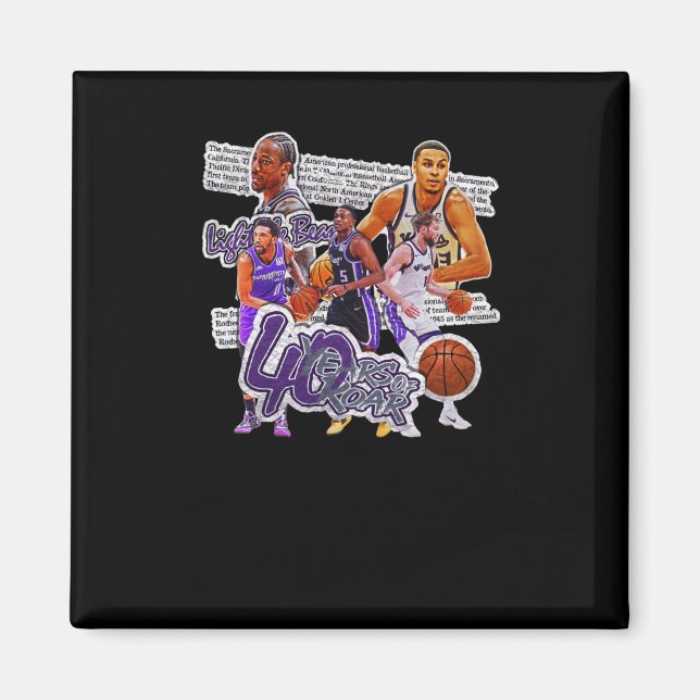 Imán Equipo de baloncesto Sacramento Diseño Esquad 1 (Frente)