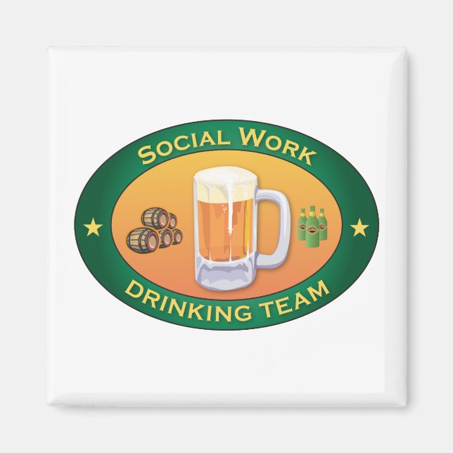 Imán Equipo de bebidas de trabajo social (Frente)