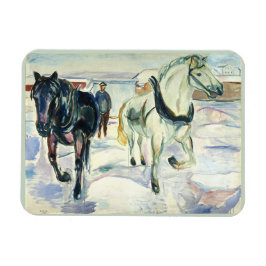 Imán Equipo de caballos en nieve por Edvard Munch