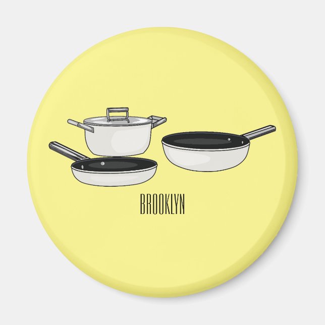 Imán Equipo de cocina ilustracion personalizado (Frente)