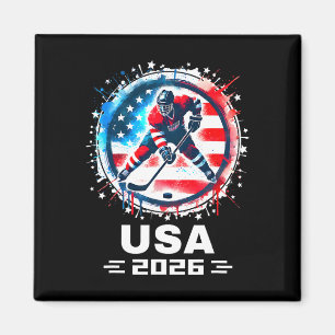 Imán Equipo de EE. UU. 2026 Hockey Bandera Americana Mu