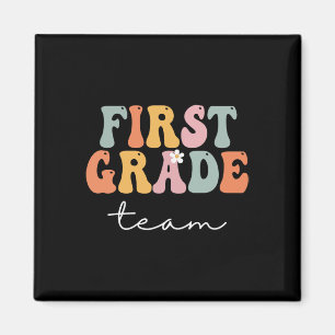 Imán Equipo de grado Retro Groovy Vintage Primer Día de