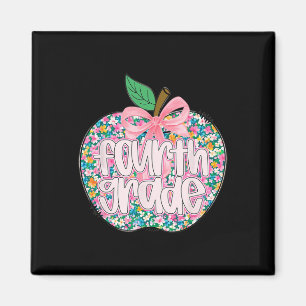 Imán Equipo de maestras de cuarto grado Apple floral es