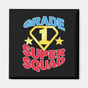 Imán Equipo de maestros superhéroes de primer grado