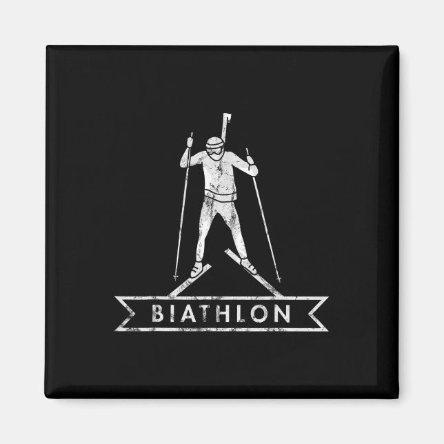 Imán Equipo de Montañas Biathlon Ski Skier (Frente)