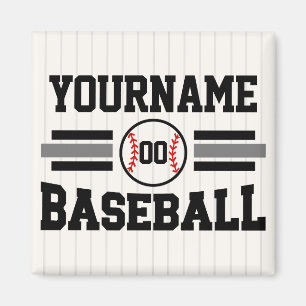 Imán Equipo de NOMBRE del jugador de béisbol retro pers