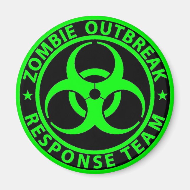 Imán Equipo de respuesta al brote de Zombie Neon Green (Frente)