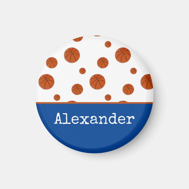 Imán Equipo Deportivo de Baloncesto Azul Personalizado  (Frente)