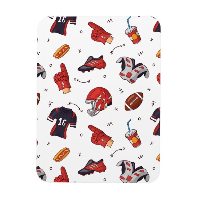 Imán Equipo deportivo de fútbol con patrón de comida (Vertical)