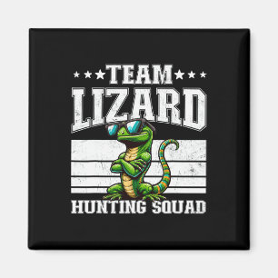 Imán Equipo Lizard Caza Squad Funny Retro Gecko Lizard