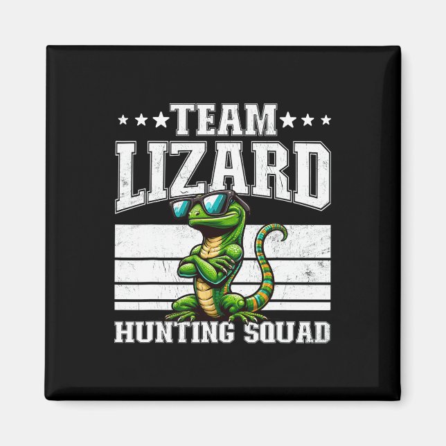Imán Equipo Lizard Caza Squad Funny Retro Gecko Lizard (Frente)
