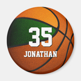 Imán equipo naranja verde colores chicas baloncesto