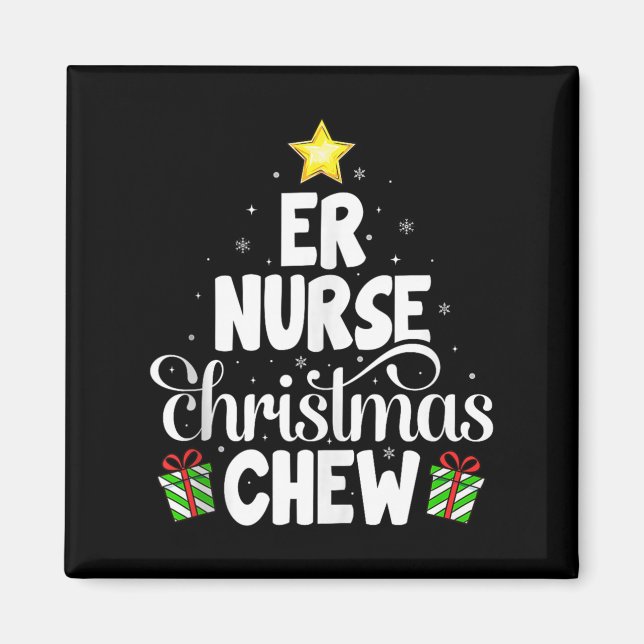 Imán Er Nurse Christmas Crew Funny Nursing Medical Nurs (Frente)