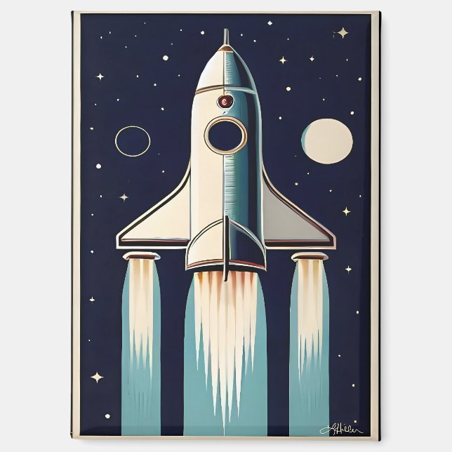 Imán Era Espacial Retro Nave Espacial de los 50 (Anverso)