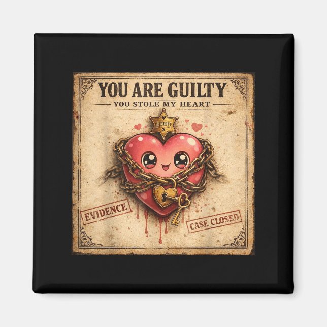 Imán Eres Culpable Robaste Mi Corazón Cute San Valentín (Frente)