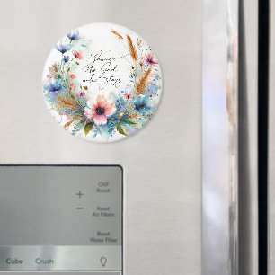 Imán Eres el Dios que permanece, floral acuarela