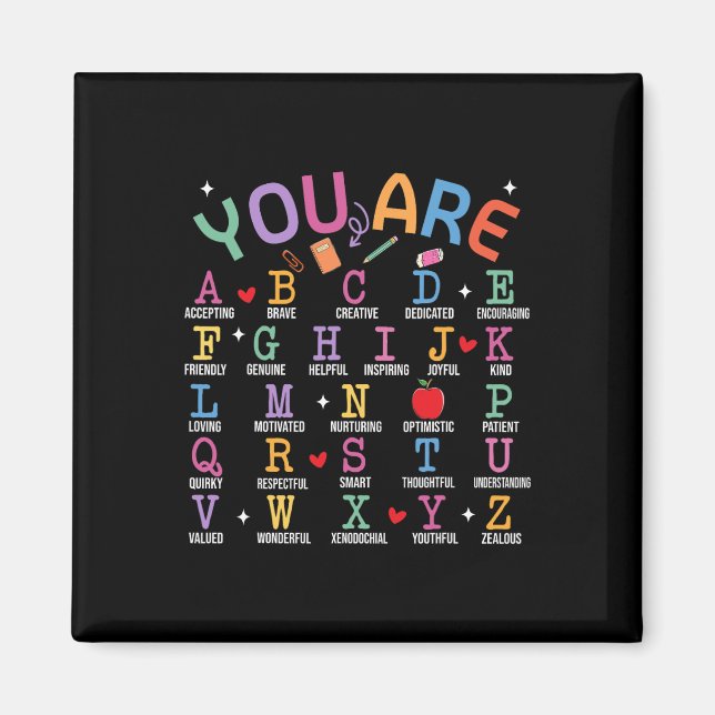 Imán Eres Letras Alfabeto Aprende Abcs Inspiración Te (Frente)