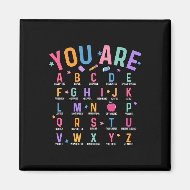 Imán Eres Letras Alfabeto Aprende Abcs Inspiración Te (Frente)