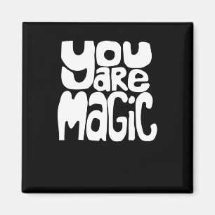 Imán Eres Magia Letras Retro Blancas Ánimo 