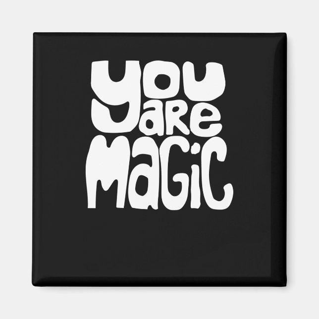 Imán Eres Magia Letras Retro Blancas Ánimo  (Frente)